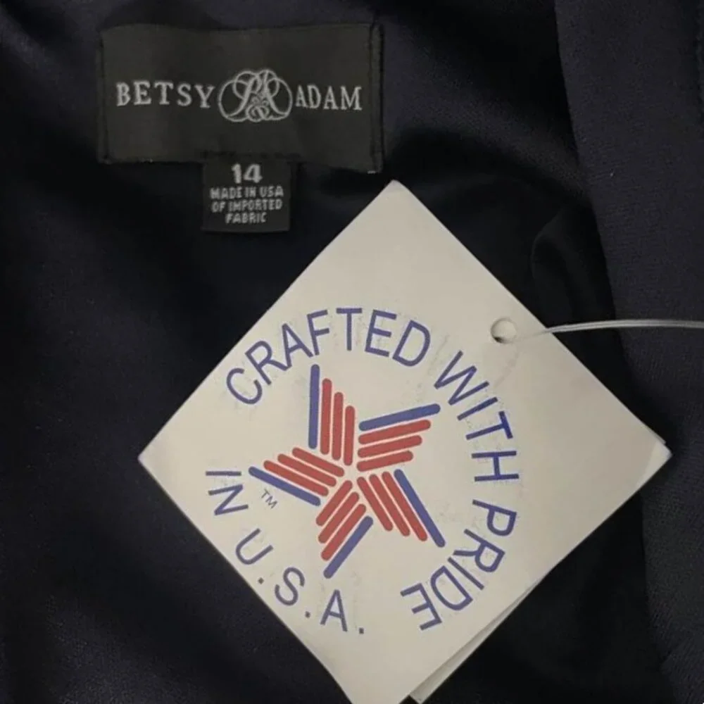 Betsy & Adam Navy Blue Ruffle High-Low Gown Size 14 NWT | Elegant Formal Dress - Picture 12 of 15